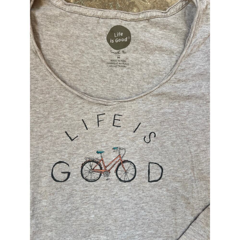 Life is Good heather brown, scoop neck long sleeve T-shirt, Women's size M
